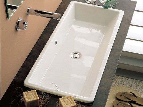 Раковина из сантехнического фаянса Scarabeo Gaia-Tech-Miky 8033 90х40 встраиваемая цвет белый - фото 2