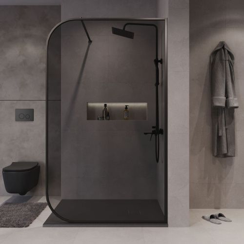 Душевая перегородка Niagara Nova NG-689-90TBLACK 90х200 стекло тонированное профиль черный - фото 3