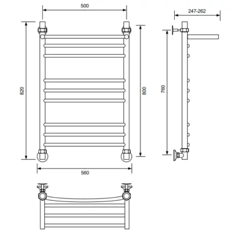 Полотенцесушитель водяной Veconi Nemi-B N8050GR-B 50х80 серый - фото 3