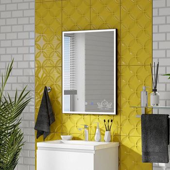 Зеркало с подсветкой и антизапотевателем Art&Max AREZZO AM-Are-600-800-DS-FC-H-Nero 60х80 подвесное