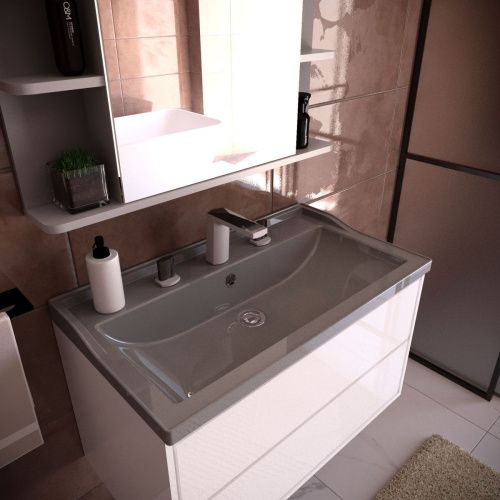 Раковина из искусственного камня Stella Polar Флур SP-00001759 100х50 встраиваемая цвет серый - фото 2