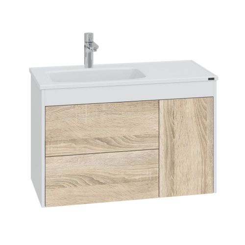 Тумба под раковину СанТа Меркурий 700456 90х40 подвесная цвет бежевый/белый - фото 2