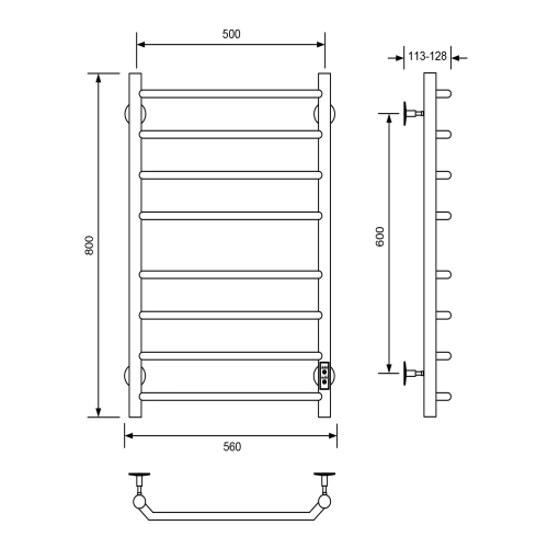 Полотенцесушитель электрический Veconi Cantu-A C8050CH-A 50х80 хром - фото 2