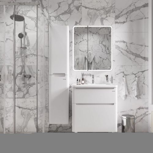 Зеркало-шкаф СанТа Омега 107005 80х80 подвесной цвет белый - фото 3