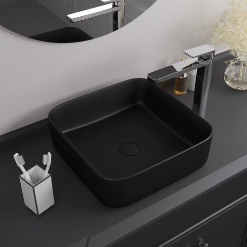 Раковина керамическая Iddis Bridge BRIBM04i27 40х40 накладная цвет черный без отверстий под смеситель - фото 5