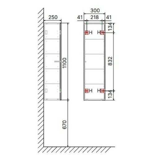 Шкаф-пенал Jorno MODULARE Mdlr.04.110/P/W/JR 30х110 подвесной цвет белый - фото 4