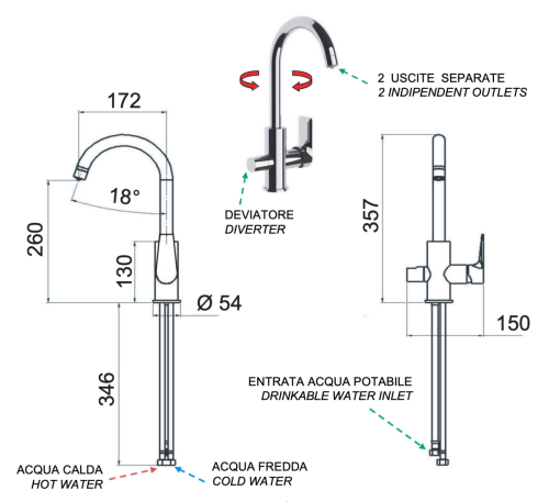 Смеситель для кухни Remer Infinity i79DW на мойку хром - фото 2