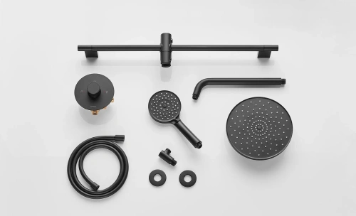 Душевая система Arrow AG3732MB-1 встраиваемая в стену цвет черный с термостатом - фото 3