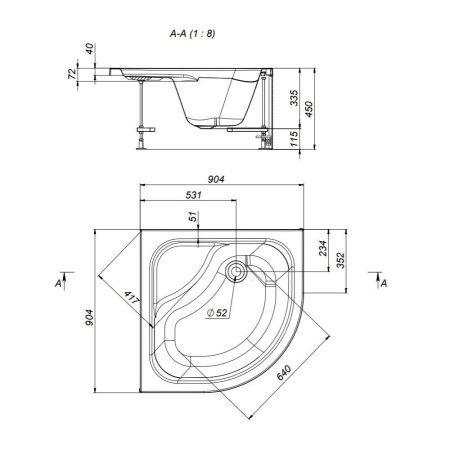Душевой поддон акриловый Am.Pm Gem W90T-401A090W 90х90 белый с ножками