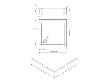 Душевой поддон акриловый Aquatek DPA-0000005 90х90 белый с ножками