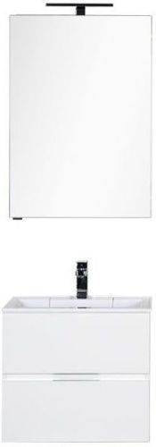 Комплект мебели: тумба с раковиной + зеркало-шкаф Aquanet Алвита 00184619 60x45x138 подвесной цвет белый - фото 3