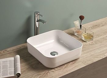 Раковина керамическая Art&Max AM-78110 40х40 накладная цвет белый