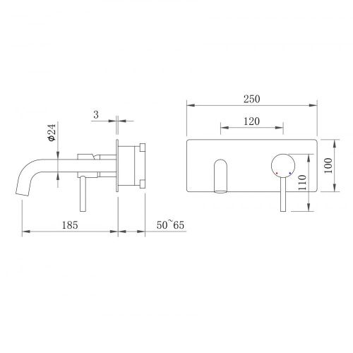Смеситель для раковины Berges VENTAS 76012 встраиваемый в стену черный - фото 5