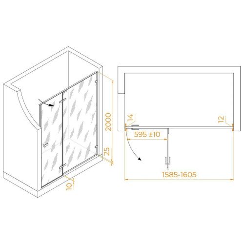 Душевая дверь RGW Stilvoll 353200416-11 160х200 стекло прозрачное профиль хром - фото 2