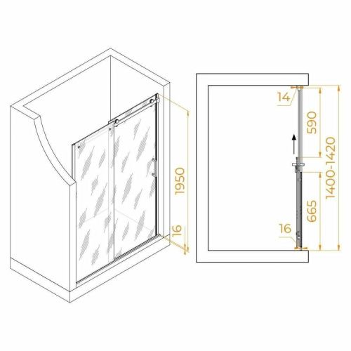 Душевая дверь RGW Tornado 02071414-11 140х195 стекло прозрачное профиль хром - фото 2