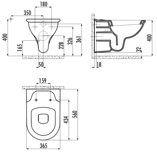 Чаша унитаза подвесная Creavit Selin SL320-00CB00E-0000 цвет белый без сиденья душевой смыв - фото 2