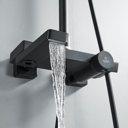 Душевая стойка Rose R1896H настенная цвет черный с термостатом