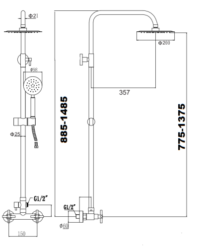 Душевая стойка Fmark FS8435 настенная цвет серый - фото 3