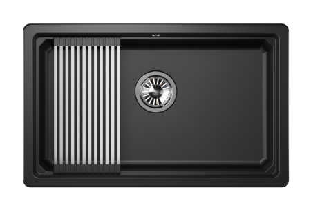 Кухонная мойка Granula Kitchen Space 7303U, ШВАРЦ 75х45 цвет черный поверхность матовая