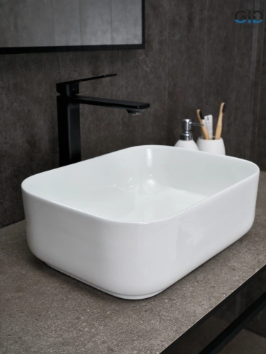 Раковина керамическая Gid Geométrico 51238 40х30 накладная цвет белый без отверстий под смеситель - фото 2