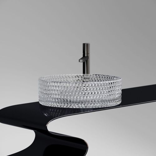 Раковина стеклянная Ceramica Nova CRISTAL CN6062 40х40 накладная цвет прозрачный без отверстий под смеситель - фото 3