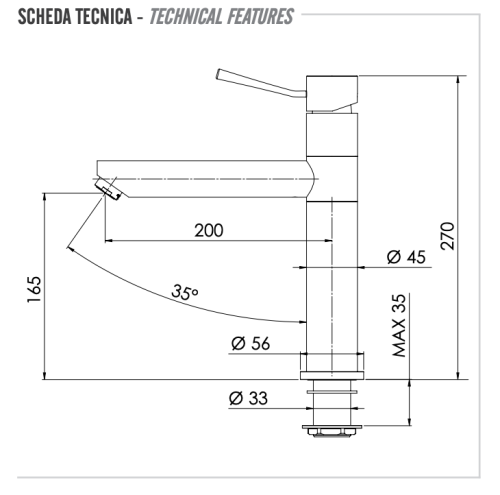 Смеситель для кухни Remer Minimal N40 на столешницу хром - фото 2