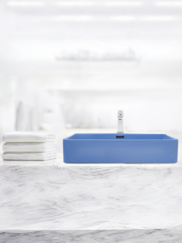 Раковина из сантехнического фаянса WeltWasser WW SK 10000004506 40 см накладная цвет голубой 1 отверстие под смеситель - фото 4