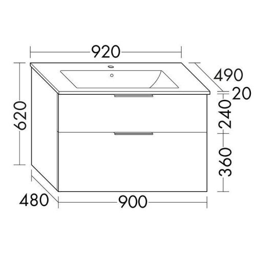 Тумба с раковиной Burgbad Eqio SHBT092F2010G0252C0001*1 90х50 подвесная цвет серый - фото 2