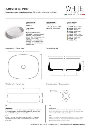 Раковина керамическая White Ceramic Jumper W0707SET01/Jumper 60х40 накладная цвет белый - фото 2