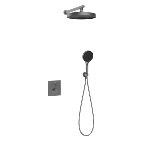 Душевая система Vincea Inspire VSFW-3I21MT2GM встраиваемая в стену цвет вороненая сталь с термостатом - фото 2