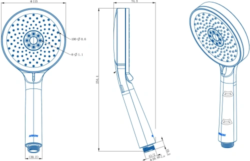 Душевая лейка Arrow AG3908MB цвет черный - фото 2