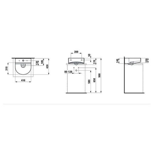 Раковина керамическая Laufen Sonar 8.1634.1.400.104.1 40 см подвесная цвет белый 1 отверстие под смеситель - фото 2