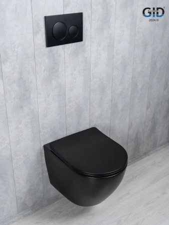 Унитаз подвесной Gid Tornado 62261Y черный с сиденьем микролифт безободковый смыв торнадо