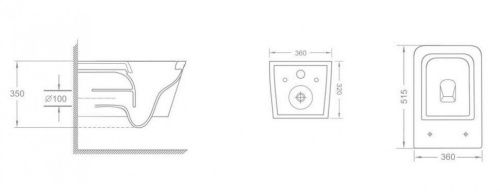 Унитаз подвесной CeramaLux 5170-18 черный с сиденьем микролифт безободковый каскадный смыв - фото 2