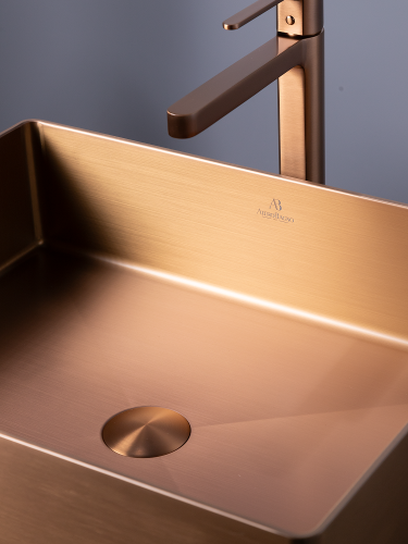 Раковина из нержавеющей стали AltroBagno Accordo AltroBagnoAccordo001011RaSp 50х40 накладная цвет медь - фото 4