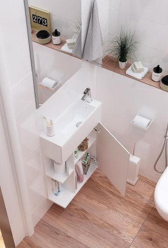 Тумба с раковиной 1MarKa Stretto У94716 50х20 подвесная цвет белый - фото 3