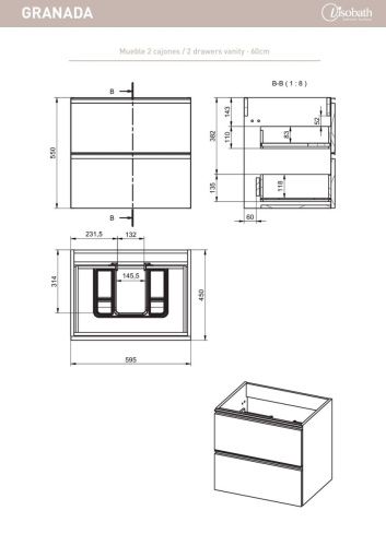 Тумба под раковину Visobath Granada 87513/87599 60х50 подвесная цвет белый - фото 2