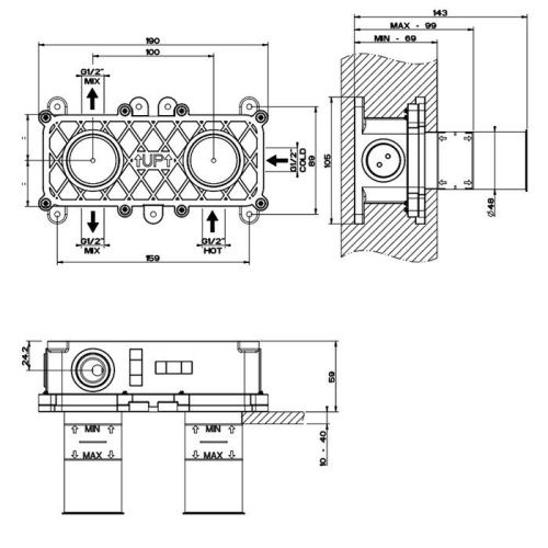 Встраиваемая часть однорычажного смесителя для ванны/душа Gessi PARTI INCASSO 54073#239 - фото 2