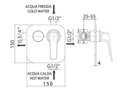 Смеситель для душа Mamoli Spartaco 260600009021 встраиваемый в стену хром - фото 3