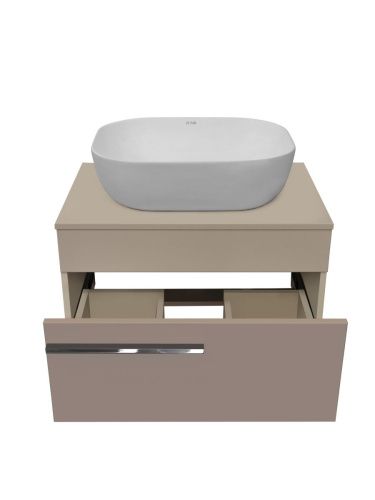 Тумба под раковину Runo ВУДЛАЙН 00-00004899 70х50 подвесная цвет бежевый - фото 3