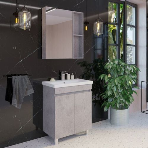 Зеркало-шкаф Comforty Осло 00-00006164CF 70х80 подвесной цвет серый