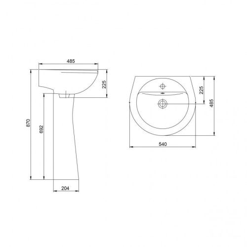 Раковина из сантехнического фарфора Santeri Соната голубой 131112S0611B0 50х50 подвесная цвет голубой - фото 3