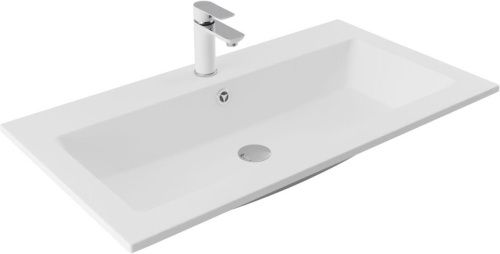 Раковина из литьевого мрамора Aquanet Электра 00326514 90х50 полувстраиваемая цвет белый 1 отверстие под смеситель - фото 5