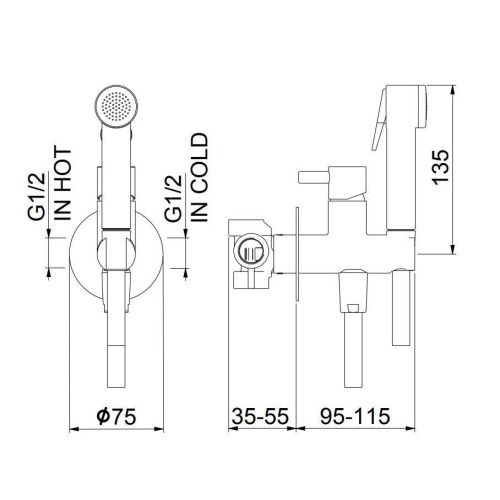 Гигиенический душ со смесителем Webert Elio EL870303015PVC хром - фото 3