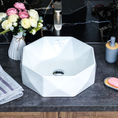 Раковина из сантехнического фарфора Melana 78347-805 40х40 накладная цвет белый без отверстий под смеситель - фото 3