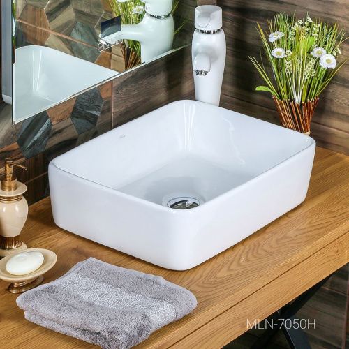 Раковина мебельная из сантехнического фаянса Melana MLN-7050H 48 7050H-805 50х40 накладная цвет белый - фото 2