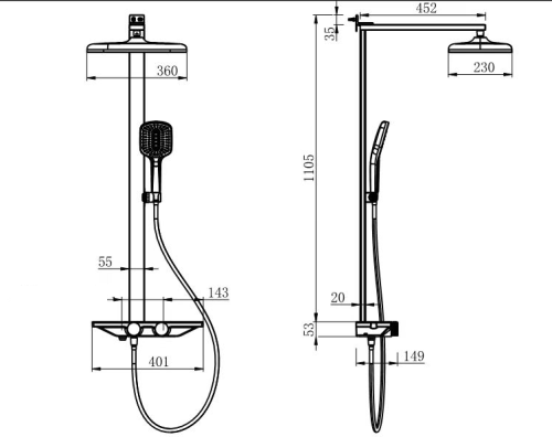Душевая стойка Fmark FS45Q-03 настенная цвет серый - фото 3