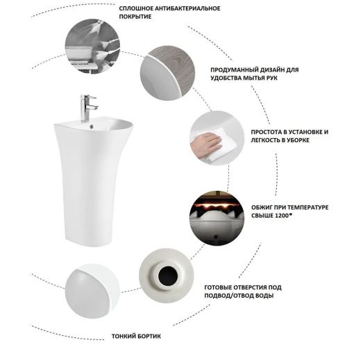 Раковина из сантехнического фарфора Cerutti SPA CT7833 40х40 напольная цвет белый 1 отверстие под смеситель - фото 5