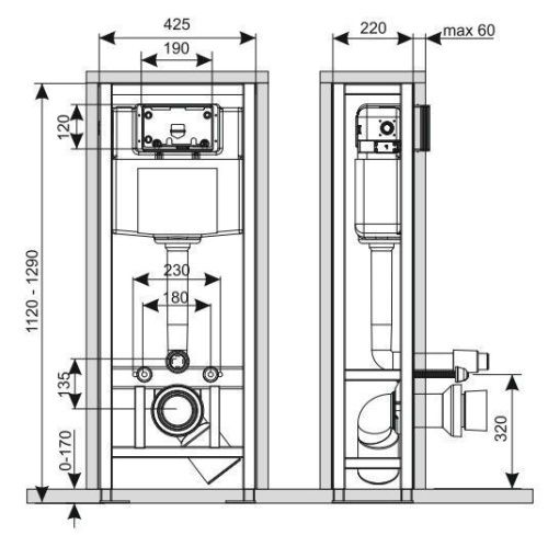 Инсталляция для биде KK POL Professional ZSP/M428/0.1/K