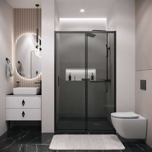 Душевая дверь Grossman Style 100.K33.05.130.21.10 130х195 стекло тонированное профиль черный - фото 4